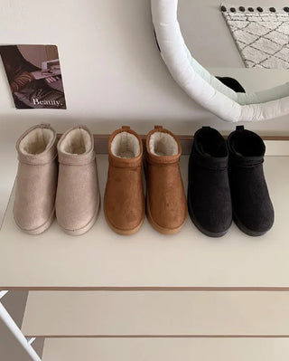 Suede mini fur boots