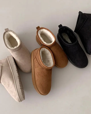 Suede mini fur boots