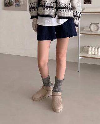 Suede mini fur boots
