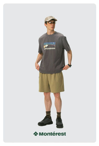 [Monterest] Washed Distressed Mountain Print T-Shirt