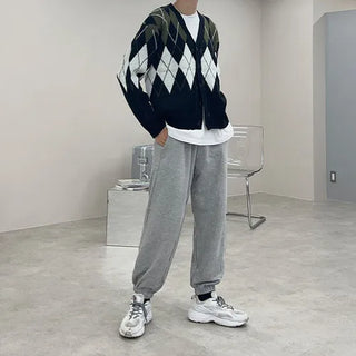 Argyle knit cardigan
