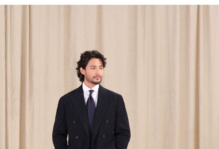 [CULTUM] Herringbone Peak Lapel Double Breasted Suit