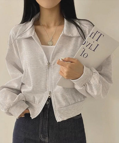 versatile zipper polo lapel retro jacket