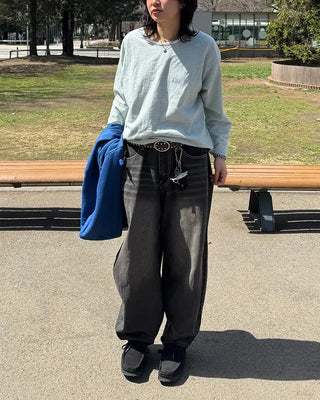 (UNISEX) Double Washed Balloon Denim Pants