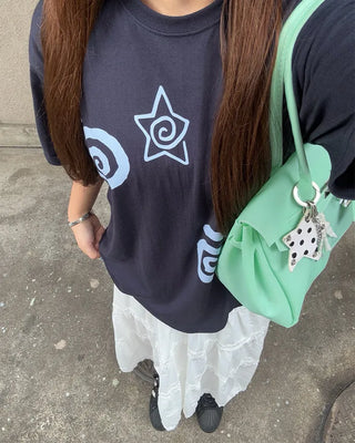 Star print short-sleeved T-shirt