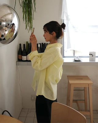 Basic long-sleeved cotton shirt