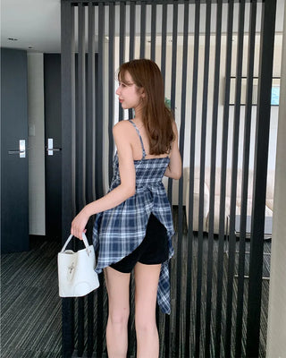 Checked Twist Frill Camisole