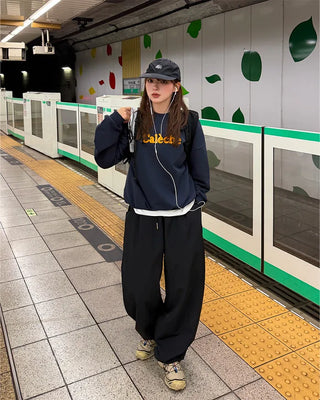Embroidered Logo Wide Nylon Pants
