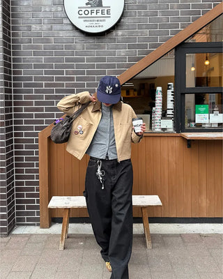 Brown stitch denim pants