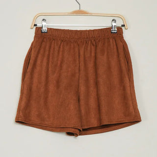Suede elastic shorts/half pants