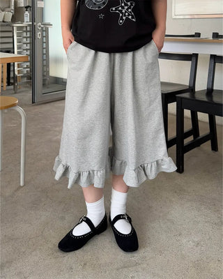 Frilled mid-length sweatpants