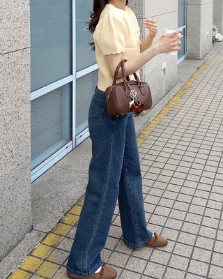 Elastic waist denim pants