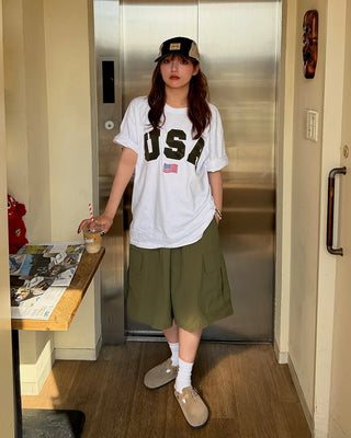 Nylon cargo Bermuda shorts