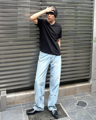 Washed wide-leg denim