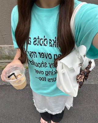 Dot lettering print short-sleeved T-shirt