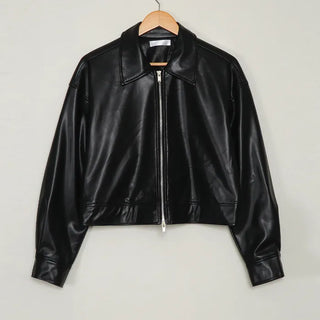 Leather blouson jacket hoodie