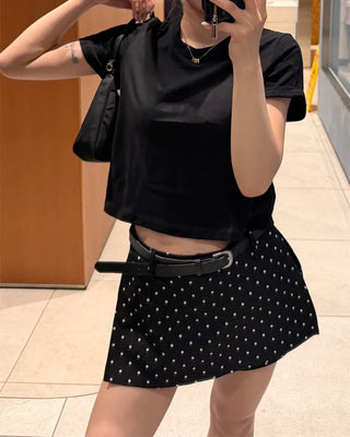 Polka dot mini skirt pants