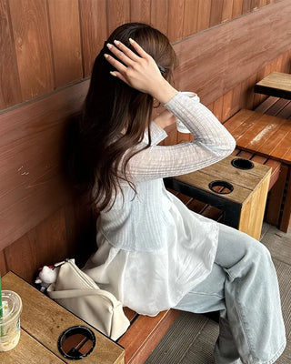 V-neck sheer cardigan