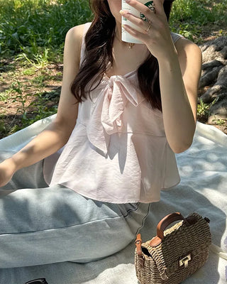Ribbon frill sleeveless