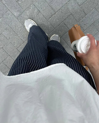 Striped pants with string waistband