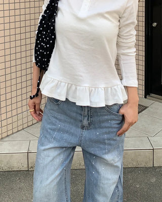 Cubic Wide Denim Pants