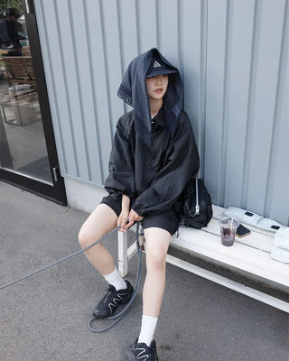 Elastic waist nylon shorts