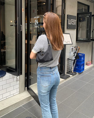 Cable bicolor short-sleeved knit