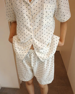 Polka Dot Half-Sleeve Shirt & Shorts Pajama Set
