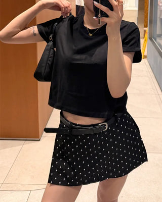 Wide-fit cropped cotton t-shirt