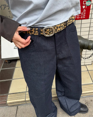 Antique buckle leopard belt