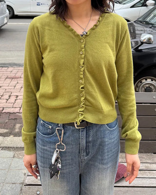 Frill knit cardigan