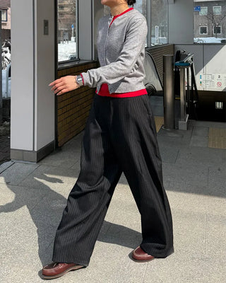 Striped wide slacks