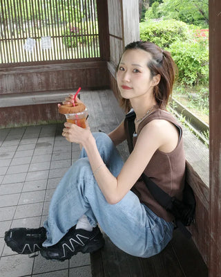 Two-tone layered sleeveless top