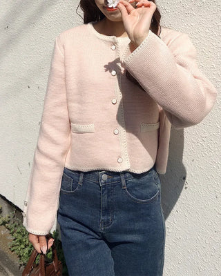 Two-tone knit cardigan