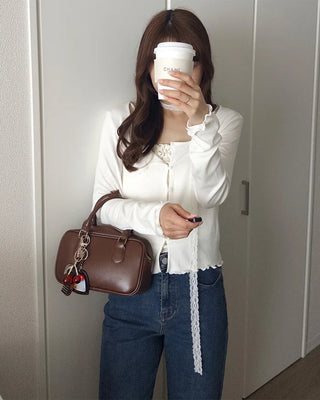 Flower lace camisole & cardigan set