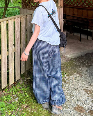 Pintuck Check Banding Pants