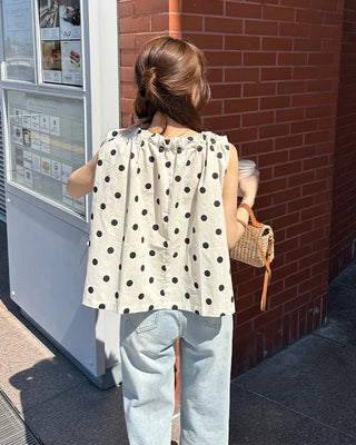 Halter neck polka dot blouse