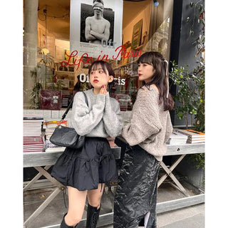 Ribbon Shirring Mini Skirt
