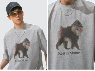 [Monterest] Ink Print Relaxed Fit Crewneck T-Shirt