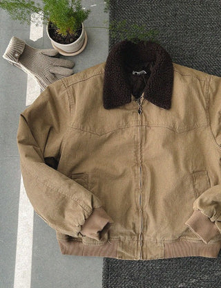 Fur Collar Washed Cotton Padded Jacket (2 colors)