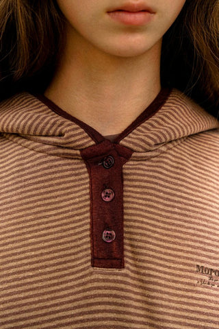 [Moromoro2] Hemp Stripe Fleece Hooded Set