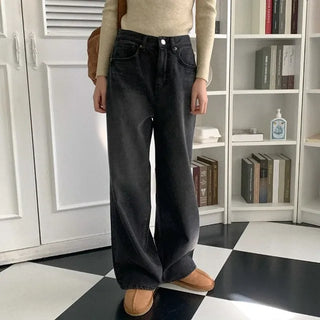 Fleece Black Denim Pants