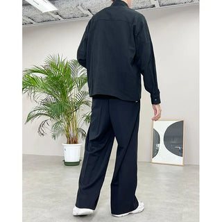 high waist pintuck wide slacks