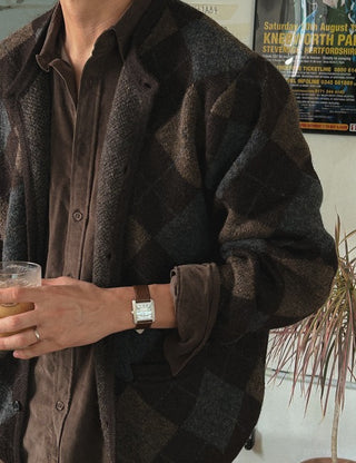Autumn Argyle Round Cardigan (3 colors, M~L)