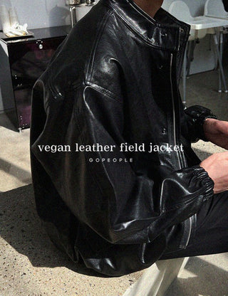 vegan leather short parka