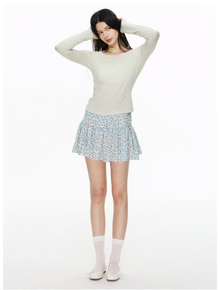 [NECY] Romantic Blossom Flare Skirt