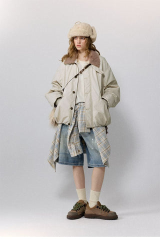 [Monterest] Detachable Fur Collar Deck Jacket