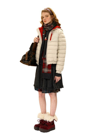 [Moromoro2] Lace Trim Hooded Down Jacket /  Vest