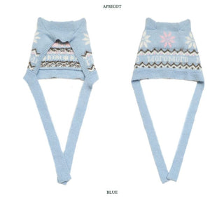 [Moromoro2] Fair Isle Mohair Cat Ear Hat