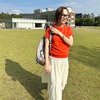 Raglan short-sleeved sweatshirt